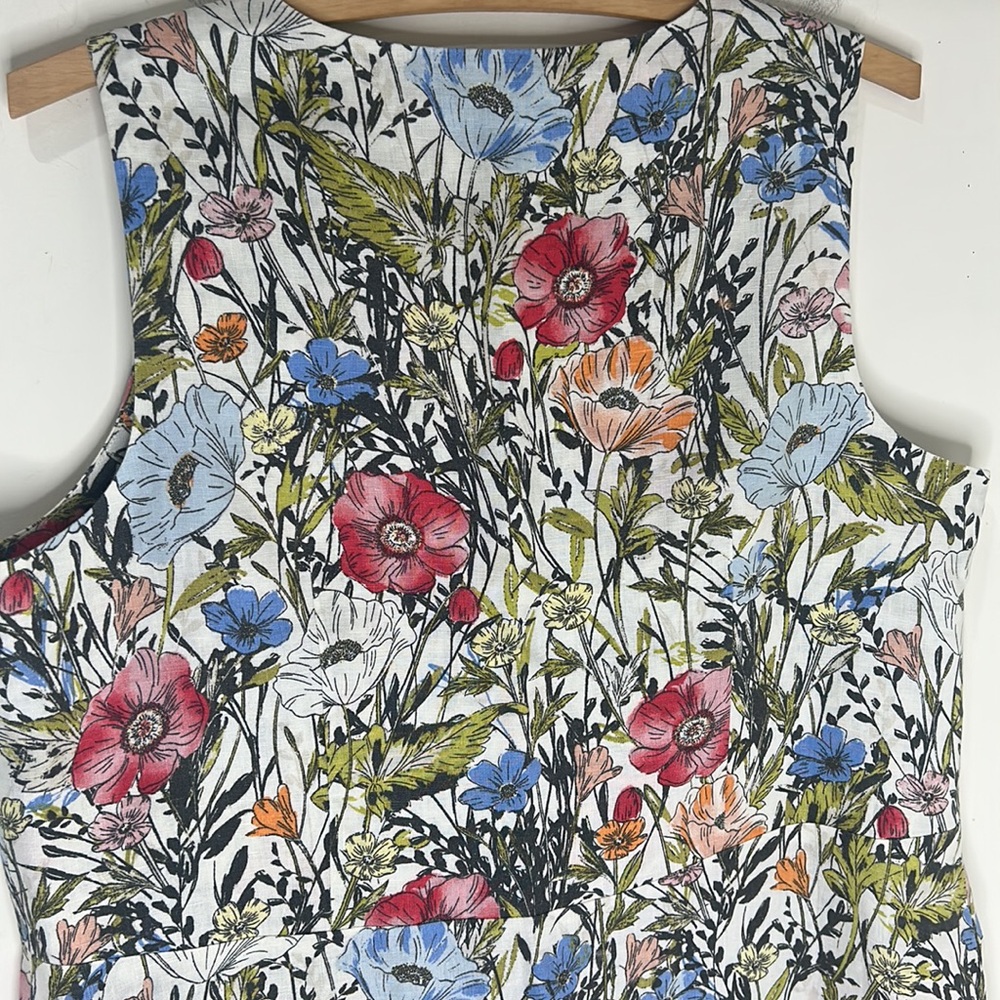 J. JILL Love Linen Floral Sleeveless Dress Size Medium Petite - Picture 15 of 16